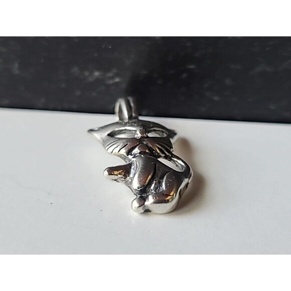 925 Sterling Silver Cat Shaped Pendant Vintage - Picture 3 of 10